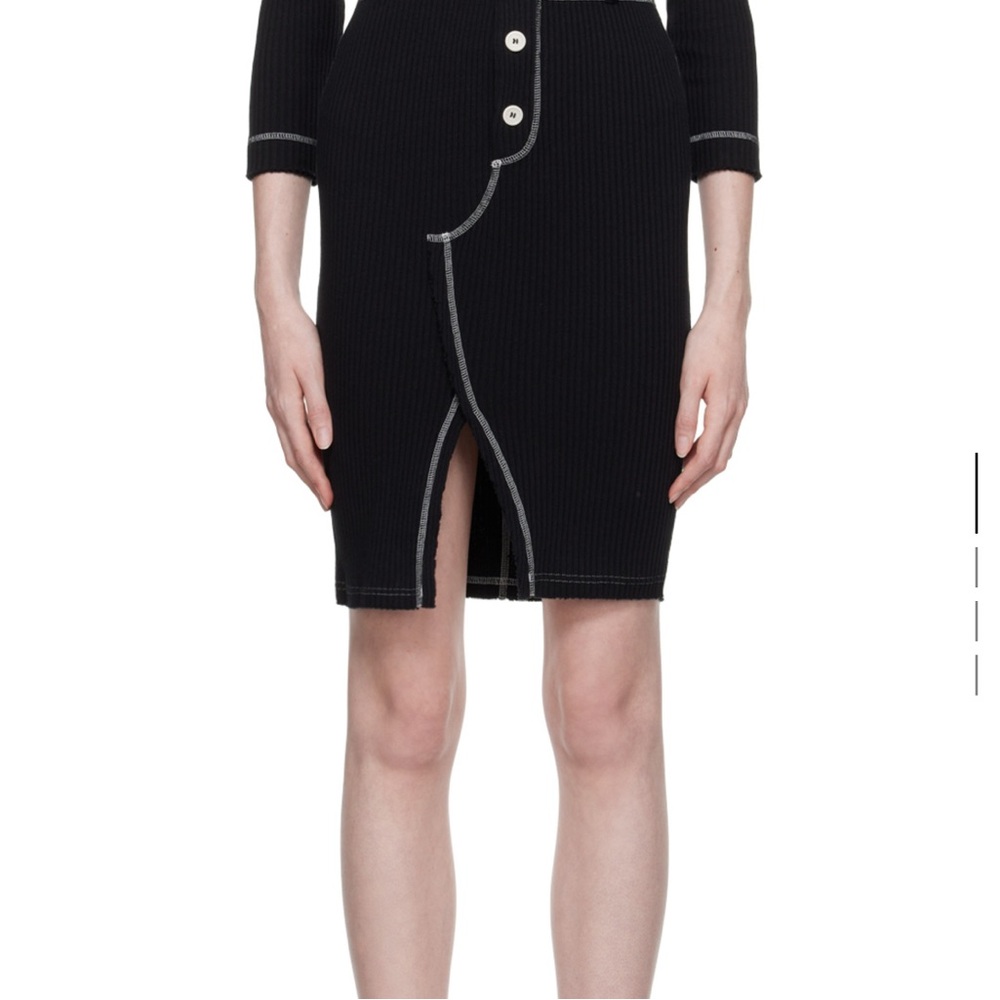 Moschino Jeans Black Cotton Stretch Pencil Skirt with White Trim